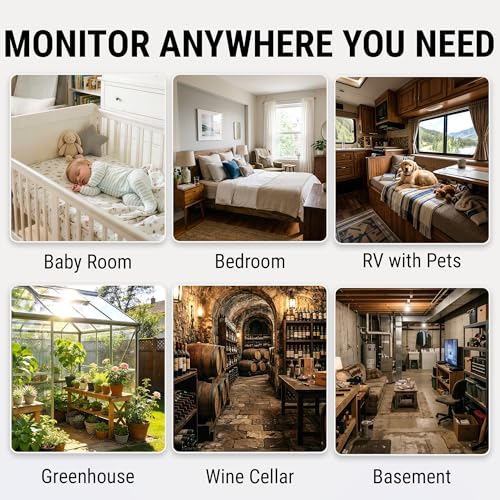 TempPro TP349 Bluetooth Hygrometer Thermometer for House, 260FT Indoor Temperature and Humidity Monitor with APP Alerts, 2-Year Data Export for Bedroom, Greenhouse, Nursery, Cellar