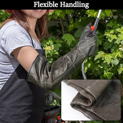 Luwint Genuine Leather Animal Handling Gloves, 22.5’’ Long - Cat & Dog Bite Proof Anti Scratch, for Dog Training, Gardening Gloves, Thorn Proof, Flexible & Water Resistant