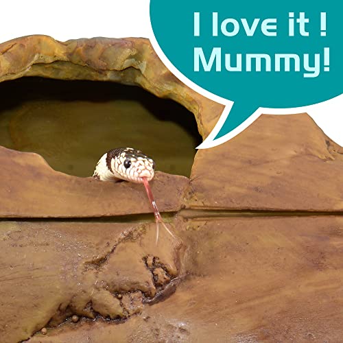 Antidious Snake Hide Cave for Gecko Shedding, Natural Rock Look Hideout, Reptiles Egg-Laying Shelters, Suitable for Maize Serpent, Green Serpent,Rat Snake and Gecko, L Size - size: Large
