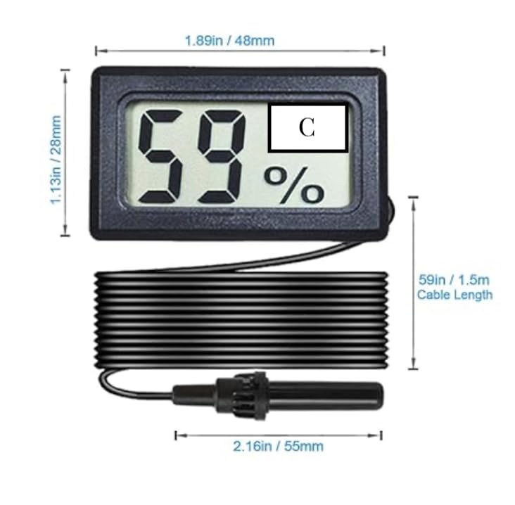 Generic Mini Digital LCD Thermometer Hygrometer CELCIUS READING Meter probe (1), Black