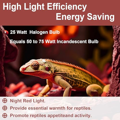 Reptile Heat Bulb 25W Night Red Bulb for Reptiles and Amphibians Tanks, Turtle Bearded Dragon Lizard Cages Frogs Heat Lamp Replacement Bulb, 4 Packs