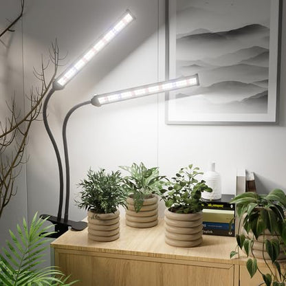 GooingTop LED Grow Light,White Full Spectrum Clip Plant Growing Lamp with High Power Red Blue LEDs for Indoor Plants,Dimming & Optional Auto Timer - size: 75Watts