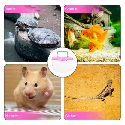 Transparent Pet Box for Reptiles and Small Animals 4.84X4.84X4.13 Inch Climbing Pet Feeding Container with Ventilation for Tortoise Gecko Habitat