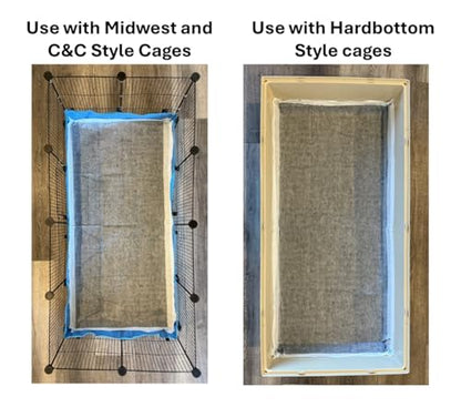 12pk - 47" x 24" Disposable Guinea Pig Cage Liner (4' x 2') for Midwest, C&C and Hard Bottom Cages - Bamboo Charcoal Odor Control - 4 Corner Sticky Pads - No SAP for Small Animal Safety
