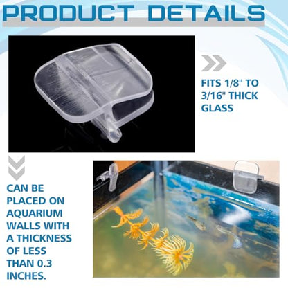 Chunful 12 Pcs Aquarium Lid Clips Rimless Fish Tank Top Cover Rim Lid Support Holder Clip Clear PC Aquarium Hoods Clamps for 1/8" to 3/16" Glass