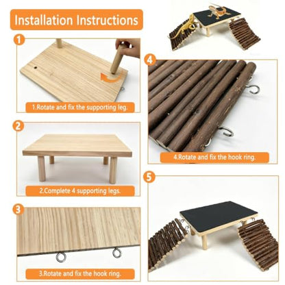 Bearded Dragon Basking Platform with Climbing Ramp,Reptile Basking Rock Slate Stone,Wood Lizard Resting Platform Hide Cave Tank Accessories for Gecko Tortoise Snake Frog(XXL) - size: XXL: 15.75" x 7.87"x 4.56"