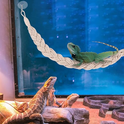 Hermit Crab Toys Tank – Reptile Terrarium Accessories Climbing, Jute Rope Ladder Lizards, Geckos Snakes | Tank - Reptile Terrarium Accessories Climbing Jute Rope Ladder Lizards Geckos S - color: Beige