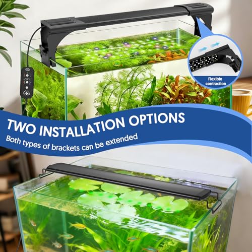 QZQ LED Aquarium Light, 24W Fish Tank Light with 24/7 Lighting Mode, Timer, DIY Mode, Adjustable Brightness, Full Spectrum Aquarium Plant Light with Extendable Brackets for 14-20 Inch Fish Tank - size: 24W for 14-20 inch tank