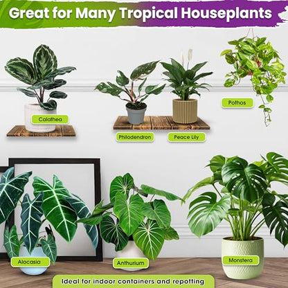 DUSPRO Tropical Potting Mix Pre-Mixed 5in1 with Pine Bark, Coco Coir, Perlite, Worm Casting & Pumice Ideal Aroid Mix Soil for Monstera, Pothos, Philodendron, Other Indoor HousePlants 8QRT - size: 8 Quarts
