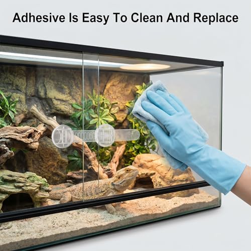 3 Pack Sliding Glass Door Lock Transparent, Adhesive No Drill Safety Lock for Reptile Terrarium Bearded Dragon Tank, Glass Display Case Showcase Cabinet Security Locks (Clear)
