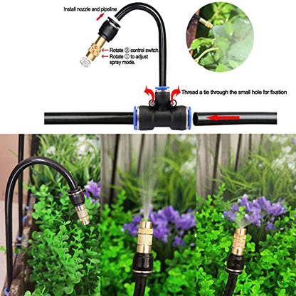 100FT Drip Irrigation Kit, Automatic Garden Watering System with Tool-Free Quick Connectors, 360° Bending Drippers & Copper Misting Nozzles for Greenhouse, Patio, Lawn & Vegetable Garden. (30M) - size: 30M