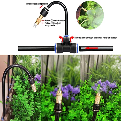 66FT Drip Irrigation Kit, Automatic Garden Watering System with Tool-Free Quick Connectors, 360° Bending Droppers & Copper Misting Nozzles for Greenhouse, Patio, Lawn & Vegetable Garden. (20M) - size: 20M