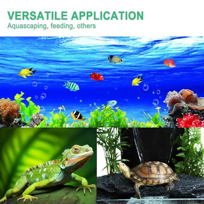 2pcs 18.9 inch Aquarium Tweezers with Hanger, 2025 New Extra Long Feeding Tongs, Stainless Steel Large Aquascape Tools for Fish Tank, Terrarium，Aquascaping, Reptile Snake (Curved & Straight) - size: 18.9inch, Curved&Straight