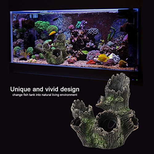 Aquarium Driftwood Decoration Artificial Resin Tree Trunk for Fish Tank Ornaments, Terrarium Vivarium Reptile Cave Hide Aquatic Decoration (ST-004A) - size: ST-004A