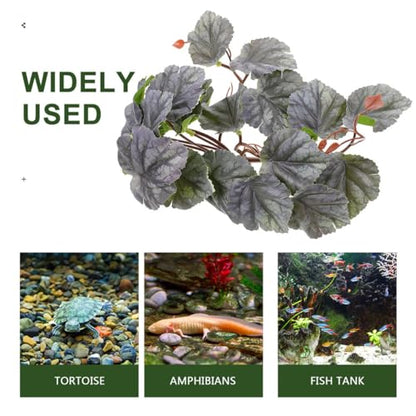 PRETYZOOM Artificial Reptile Terrarium Plants Hanging Fake Aquarium Leaf Pendant with Suction Cup 23-Leaf Dual-Tone Begonia for Amphibian Environment Decoration