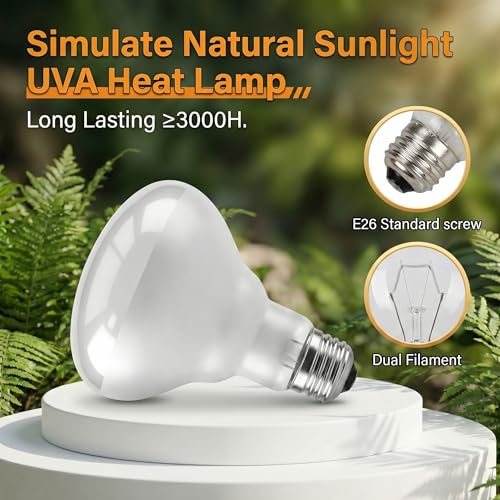 150W Reptile Heat Lamp, 2Pack Reptile Heat Lamp Bulbs, UVA Natural Daylight Reptile Basking Bulbs for Reptiles, Bearded Dragon, Lizard, Chicken, Turtle, Snake