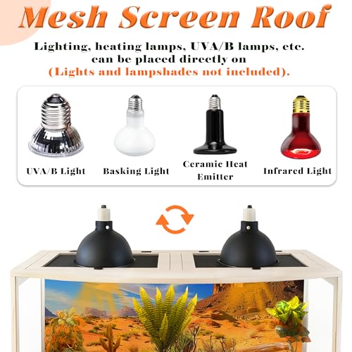 PROLEE Bearded Dragon Tank, Curved Reptile Enclosure with 3-Side Clear Acrylic Panels, Spacious Lizard Tank with Metal Mesh Top and Lockable Door for Reptile Habitat