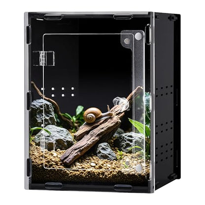REPTVIVA5.5"x5.5"x7.9" Reptile Tank/Insect Habitat - 5-Sided Blackout Terrarium for Stress Reduction, Ideal for Jumping Spiders, Tarantulas, Snails, Geckos, Mantis, Small Reptiles & Nocturnal Pets - size: 5.5"x5.5"x7.9"