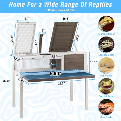 Gowoodhut Tortoise Habitat Tortoise Enclosure Tortoise House Reptile Habitat with Removable Legs Turtle Habitat for Indoors & Outdoors Lamp Holders Included Leakproof Tray Breeding Box Amphibians