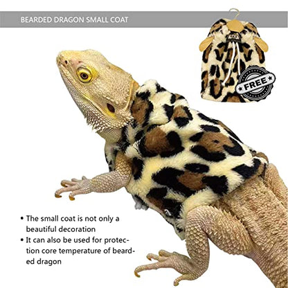 Bearded Dragon Leash and Harness Set, Beardie Carrier, Lizard Adjustable Harness with Leather Wings and Sling Bag, Reptile Small Pet Backpack Batwing Accessories (Leopard Pattern) - color: Leopard Pattern