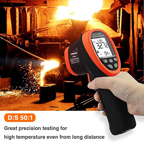 BTMETER BT-1800 Non Contact Pyrometer High Temperature Infrared Thermometer Gun -58°F ~3272°F (-50~1800℃) DS 50:1 for Metal Melting Furnace Forge Kiln Tempe Tester (Not Accurate for Human Temp) - color: BT-1800 Blue (-58°F ~3272°F)