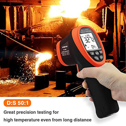 BTMETER BT-1800 Non Contact Pyrometer High Temperature Infrared Thermometer Gun -58°F ~3272°F (-50~1800℃) DS 50:1 for Metal Melting Furnace Forge Kiln Tempe Tester (Not Accurate for Human Temp) - color: BT-1800 Blue (-58°F ~3272°F)