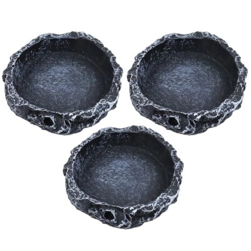 3Pcs Reptile Food Water Bowls for Lizard Frog Tortoise Hermit Crab Model A | Smooth Surface, Easy To Clean, Practical Design, Suitable For Various Small Reptile Pets - color: Color a