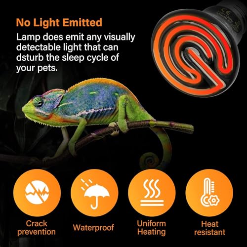 HealSmart Reptile Mini Heat Lamp 25W/50W Ceramic Heat Emitter, No Light Emitting Infrared Heat Bulbs for Amphibian Pet Brooder Coop Incubating Chicken