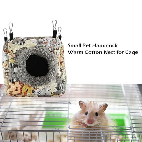 Hamster Rat Hammock Bed, Hanging Cave Shaped Cotton Nest Suitable for Small Animals Hamsters Rat Mouse Gerbil Sugar Glider Squirrels etc (S) - size: Small