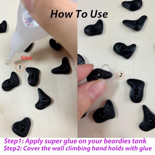 24Pcs Rock Climbing Holds for Bearded Dragons,Reptiles Toy Rock Wall Holds,6 Multi-Size Climbing Rock Wall Grips for Bearded Dragons Tank Accessories,Black