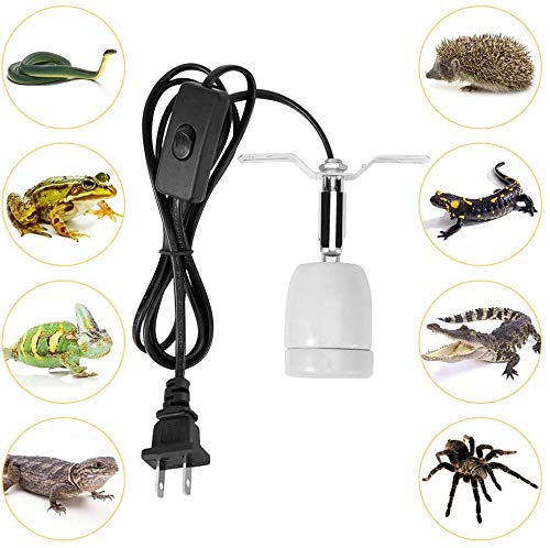 Reptile Lamp Socket, Adjustable Heat Light Holder, Habitat Heater, 360¡ã Rotating E27 Socket with Switch, for Reptile Basking Lamp Base Stand in Aquarium, Turtle, Lizard, Snake Enclosures