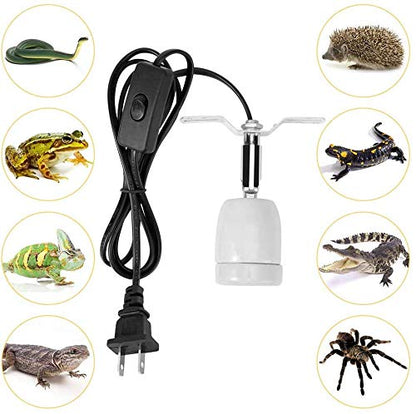 Reptile Lamp Socket, Adjustable Heat Light Holder, Habitat Heater, 360¡ã Rotating E27 Socket with Switch, for Reptile Basking Lamp Base Stand in Aquarium, Turtle, Lizard, Snake Enclosures