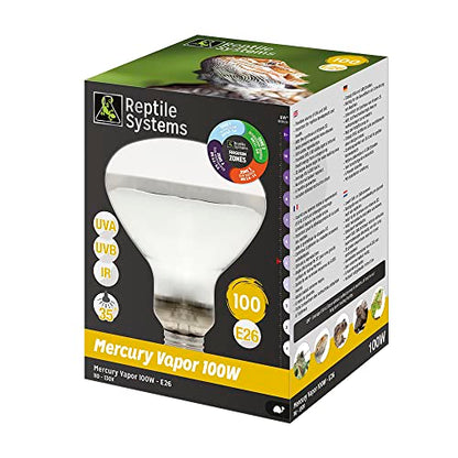 DrTims Aquatics 34119030: Mercury Vapor D3 Uv Basking Lamp 100W