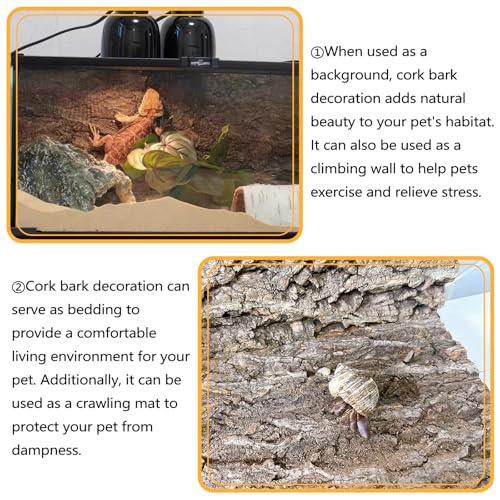 BNOSDM 4PCS Cork Bark Background,11.8" x 7.9" Natural Reptile Terrarium Backdrop, Lizard Climbing Wall Decor for Bearded Dragon Leopard Gecko Snake Chameleon