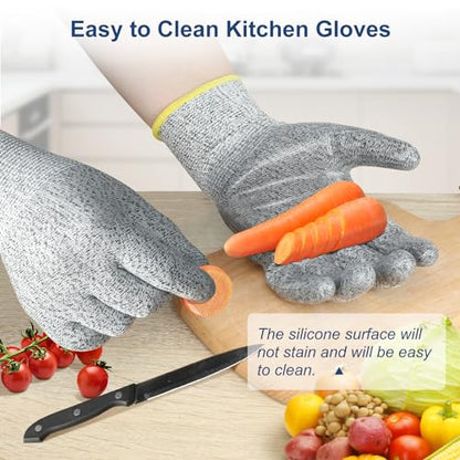 Dowellife Level 5 Silicon Cut Resistant Gloves (Medium), Grey - size: Medium (Pack of 1), style: Silicone Coated