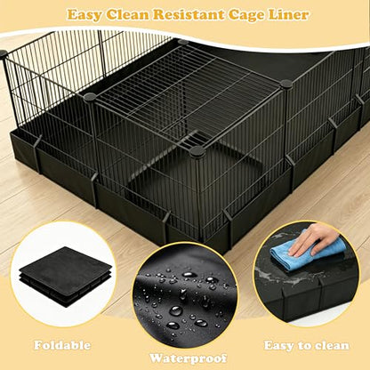 Xymoso DIY Guinea Pig Cages with Waterproof Canvas Bottom,16 Panels Small Animal Cage Pet Playpen with Door for Bunny Turtle Hedgehog,Indoor Metal Wire Yard Fence Outdoor