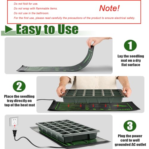 2 Pack Plant Heating Mat, 10”x20.5" Waterproof Seedling Heat Mat for Seed Starting Seeds Germination Plants, 18W Graphene Thick Reusable Heating Pads Fit For 1020 Seedling Trays, Ideal Gardening Gifts - size: 10×20"-2P