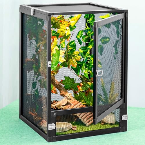 13 Gal Detachable and Foldable Reptile Butterfly Cage Terrarium, 360° Observation, Airflow, Interaction in Gecko Tank for Crested Geckos, Leopard Geckos, Chameleons, Bearded Dragons - size: 18x13x13 Inch