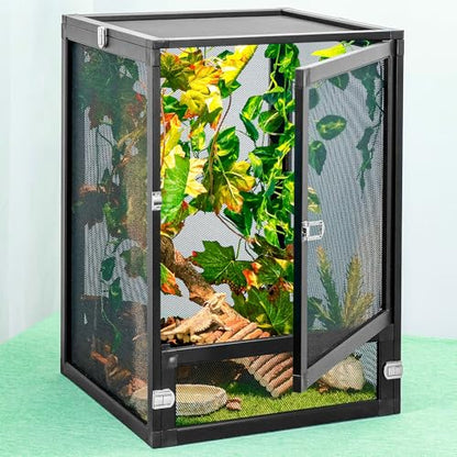 13 Gal Detachable and Foldable Reptile Butterfly Cage Terrarium, 360° Observation, Airflow, Interaction in Gecko Tank for Crested Geckos, Leopard Geckos, Chameleons, Bearded Dragons - size: 18x13x13 Inch