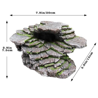 Hermit Crab Hideout, Resin Simulation Stone Reptile Cave Hideout, Hermit Crab Climbing Toys, Terrarium Habitat Decor for Lizard Spider Aquarium Fish Gecko Bearded Dragon