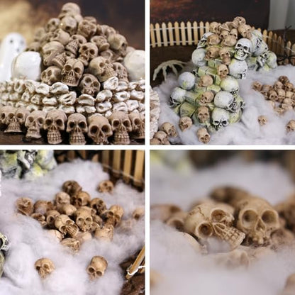 Mini Skulls Figurine Skeleton Head Miniatures for Halloween Decor, Skull Decor, Dollhouse Accessories for Halloween Decorations,40pcs
