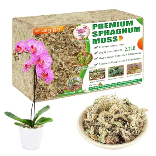 Legigo 2.2LBS Premium Sphagnum Moss for Plants- 40QT Natural Succulent Carnivorous Plant Moss Dried, Long Fiber Orchid Moss for Orchid Repotting Succulent Sarracenia Potted Plants Gardening & Reptiles - color: 40 QT(Appx.2.2lb)