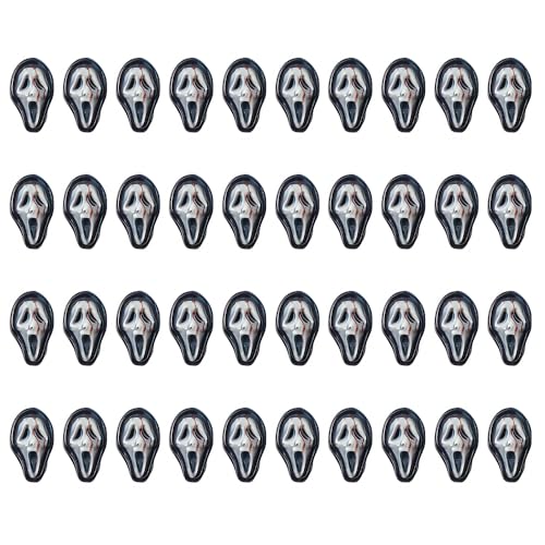 Ximimark 40 pcs Gothic Resin Skull Cabochon Stone Figurines for DIY Crafts and Home Decor - Perfect for Halloween and Christmas Scrapbook Ornaments