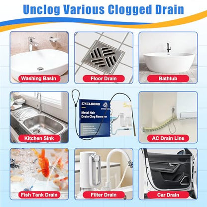 30 Inches Drain Snake Hair Drain Clog Remover, Upgraded Anti-break Metal Sink Snake with Nylon Layer, Plumbing Snake Drain Cleaner Tool for Shower Drain, Bathroom Clogs, Kitchen Sink (5 Pack)