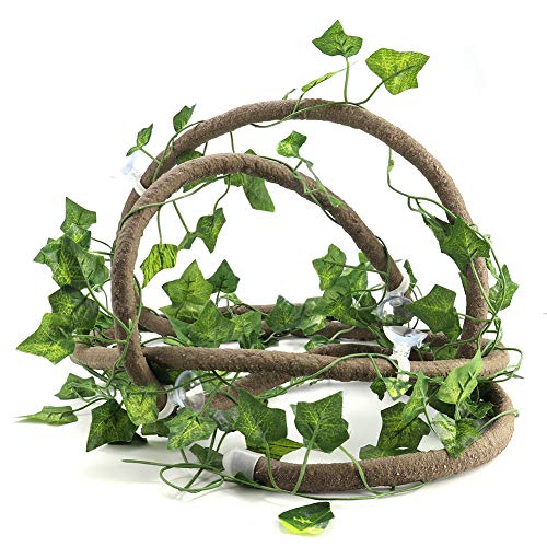 Wnvivi 9.8Ft Reptile Climbing Branch,Artificial Rattan Plants Reptile Box Decor,Simulated Vines with Leaves for Pet Habitat Decor(A1)