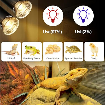 4-Pack 50W UVA Bulbs, Fit E26 Heat Reptile Lamp, Light Turtle Heat Lamp for Reptiles and Amphibian Tanks, Terrariums and Cages, Works with Various Lamp Fixtures