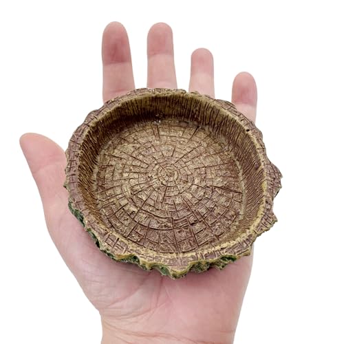 2 Pack Reptile Food Bowls, Reptile Feeding Terrarium Bowls for Bearded Dragon Lizard Frog Gecko Tortoise Hermit Crab Snail (Brown A) - color: Brown - 2 Pack M Round Bowls