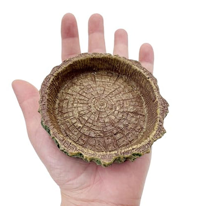 2 Pack Small Reptile Food Bowls, Reptile Feeding Terrarium Bowls for Bearded Dragon Lizard Frog Gecko Tortoise Hermit Crab Snail (Brown B) - color: Brown - 2 Pack S+M Bowls