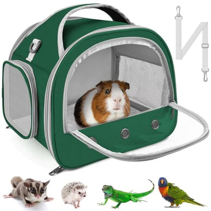 Bissap Bearded Dragon Travel Carrier, Portable Guinea Pig Carrier Bag Tortoise Carrier Pouch for Bunny Hamster Chinchilla Hedgehog Lizard Bird Outgoing Reptile Travel Carrying Case - Green - color: Green