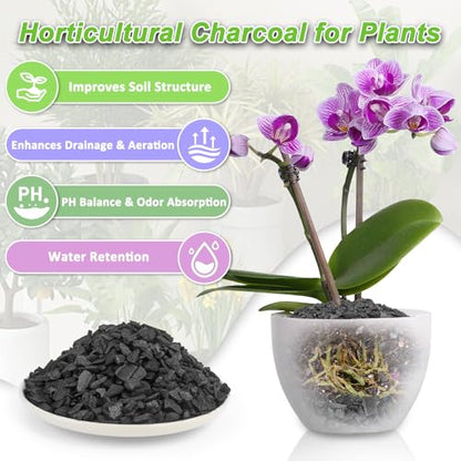 9 Quarts Horticultural Charcoal for Plants-Plant Charcoal Soil Amendment for Potting Indoor Plants, Succulent, Paphiopedilum, Bonsai, Terrarium,and Gardening - size: 9 Quarts